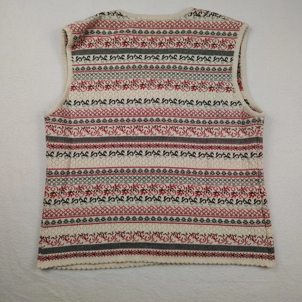 VTG 90's Susan Bristol Sweater Vest Womens Large Cream Fair Isle Nordic - Picture 2 of 8